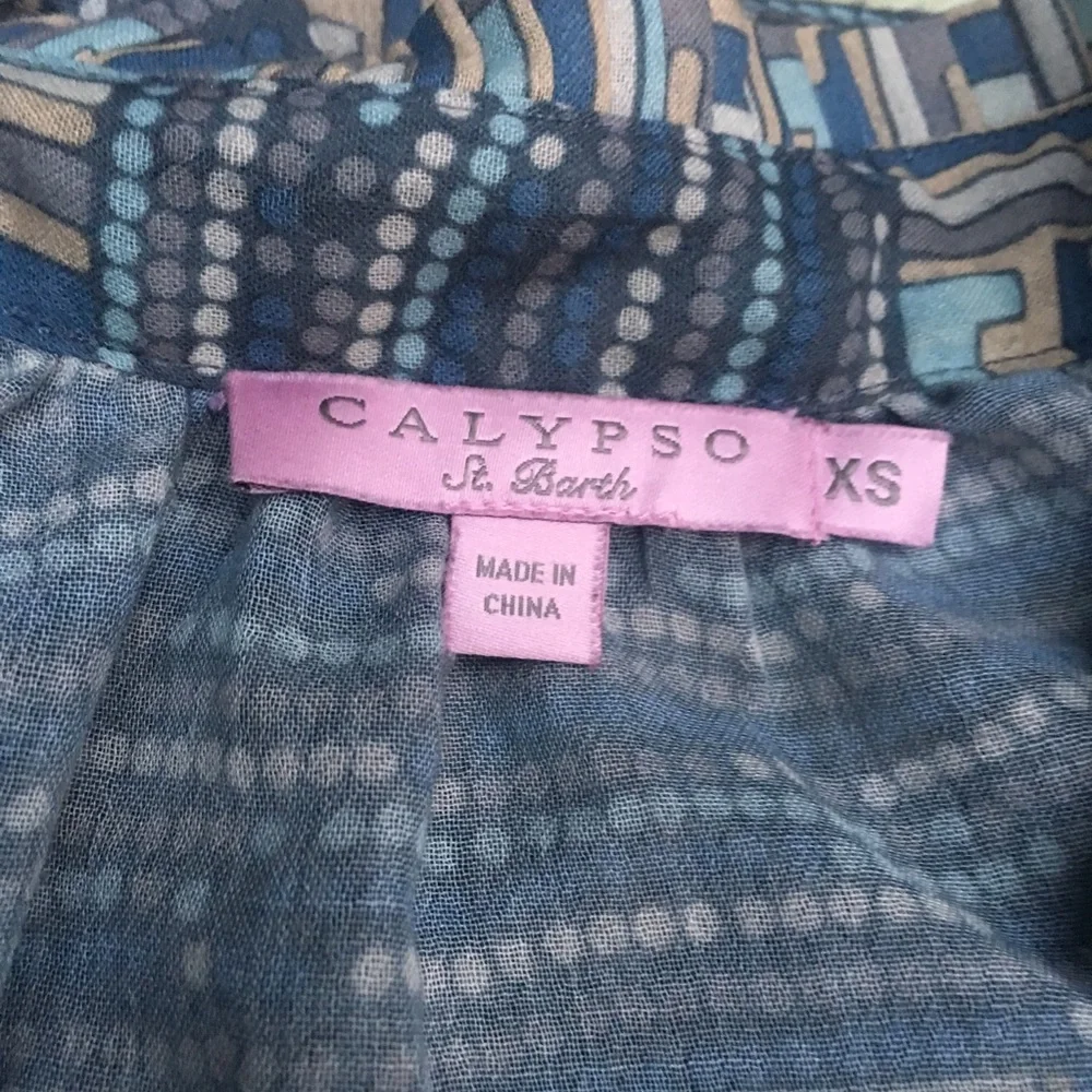 Calypso St. Barth Vintage Geometric Blouse Resort Lux Cottage Boho Festival Rare